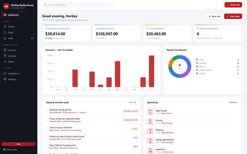 AgentDesk — dashboard view