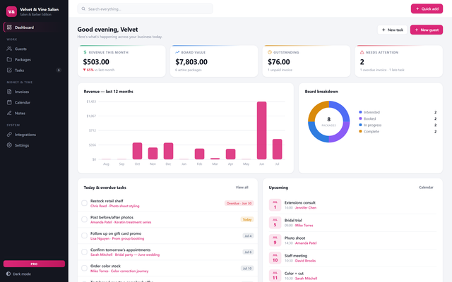 SalonDesk Pro — The front desk brain for salons & barbers
