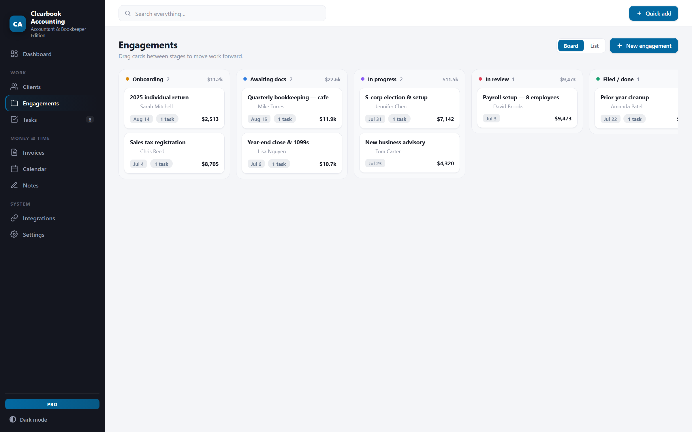 LedgerDesk — board view