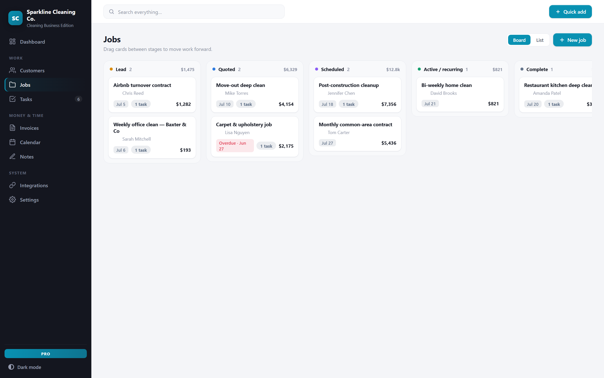 CleanDesk — board view