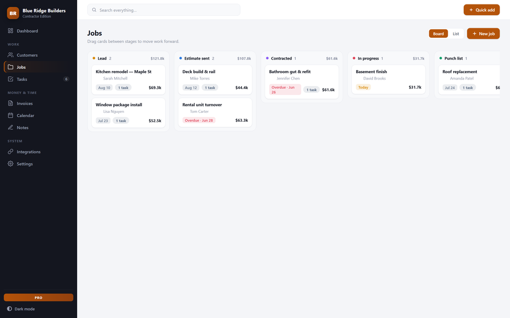 BuildDesk — board view