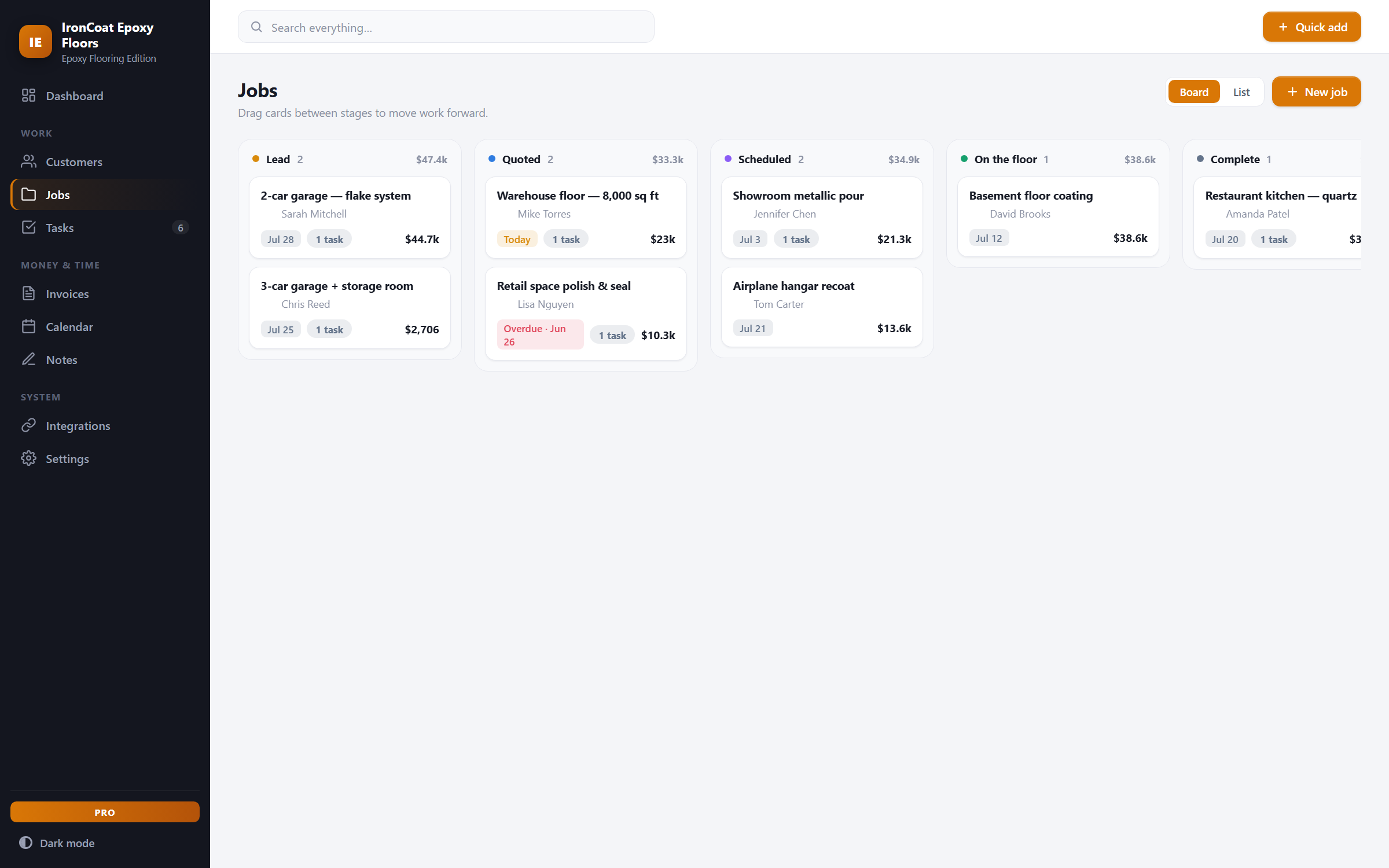 FloorDesk — board view