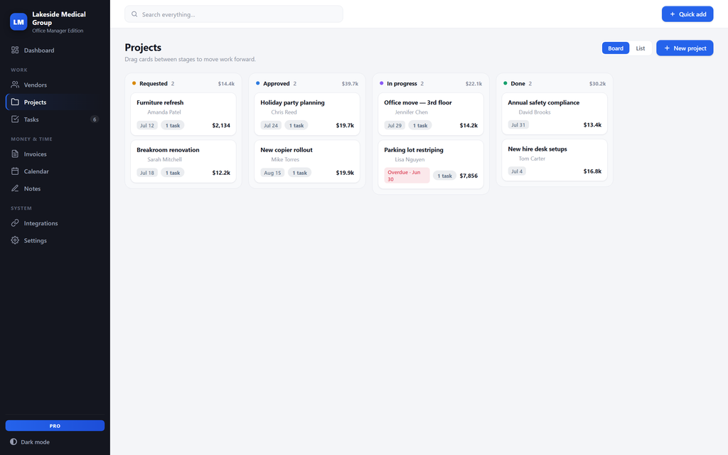 OpsDesk — board view