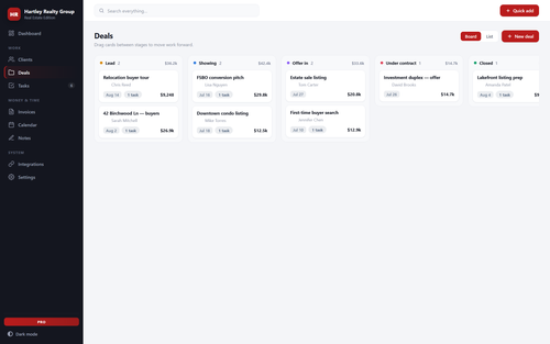 AgentDesk — board view