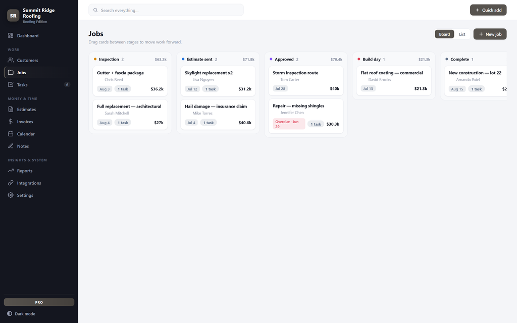 RoofDesk — board view